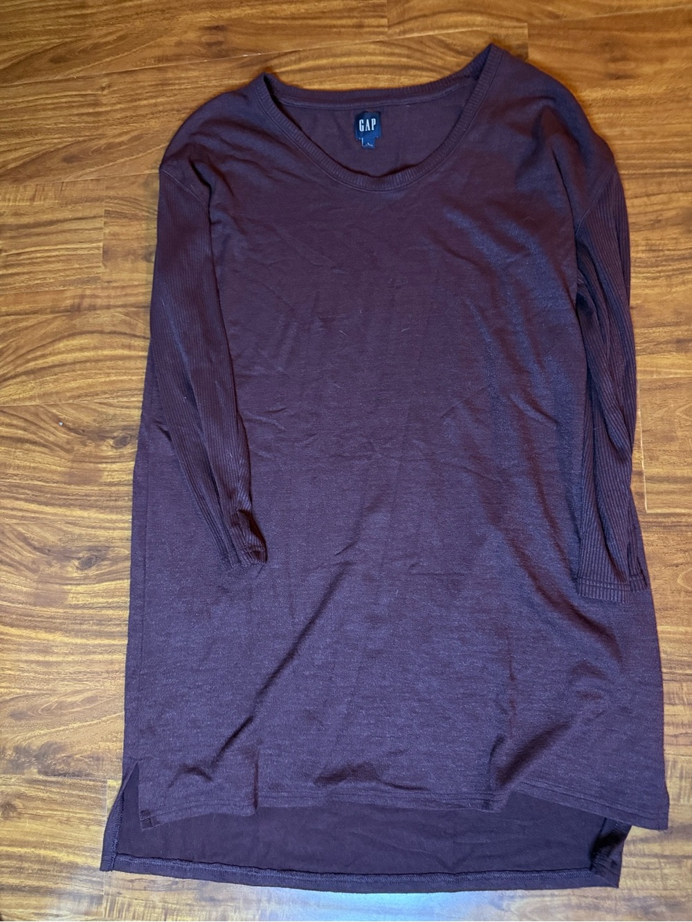 Gap Maroon / Burgundy Long Sleeve Fine Knit Tunic Top